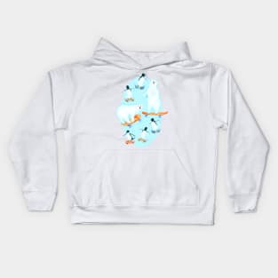 Cheerful Arctic Skateboarders Kids Hoodie